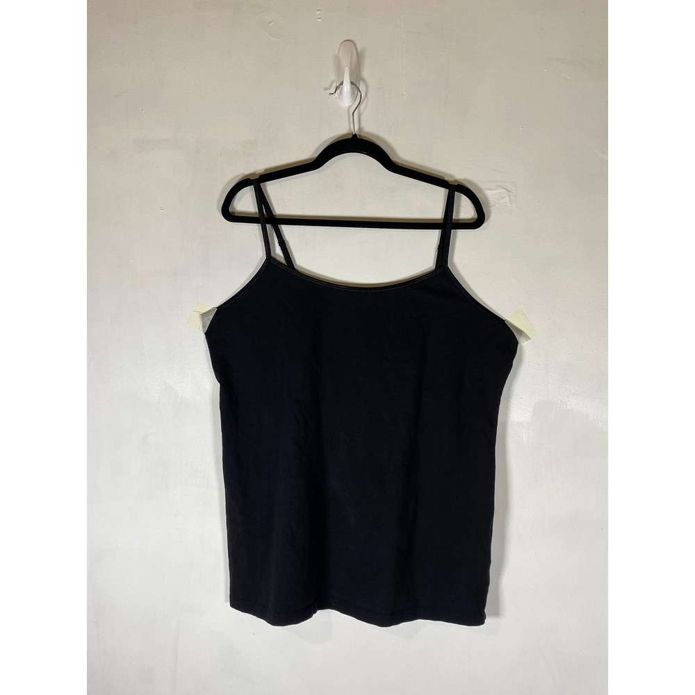 Black Cotton Stretch Cami Spaghetti Strap Layering Tank Top Plus Size 2X